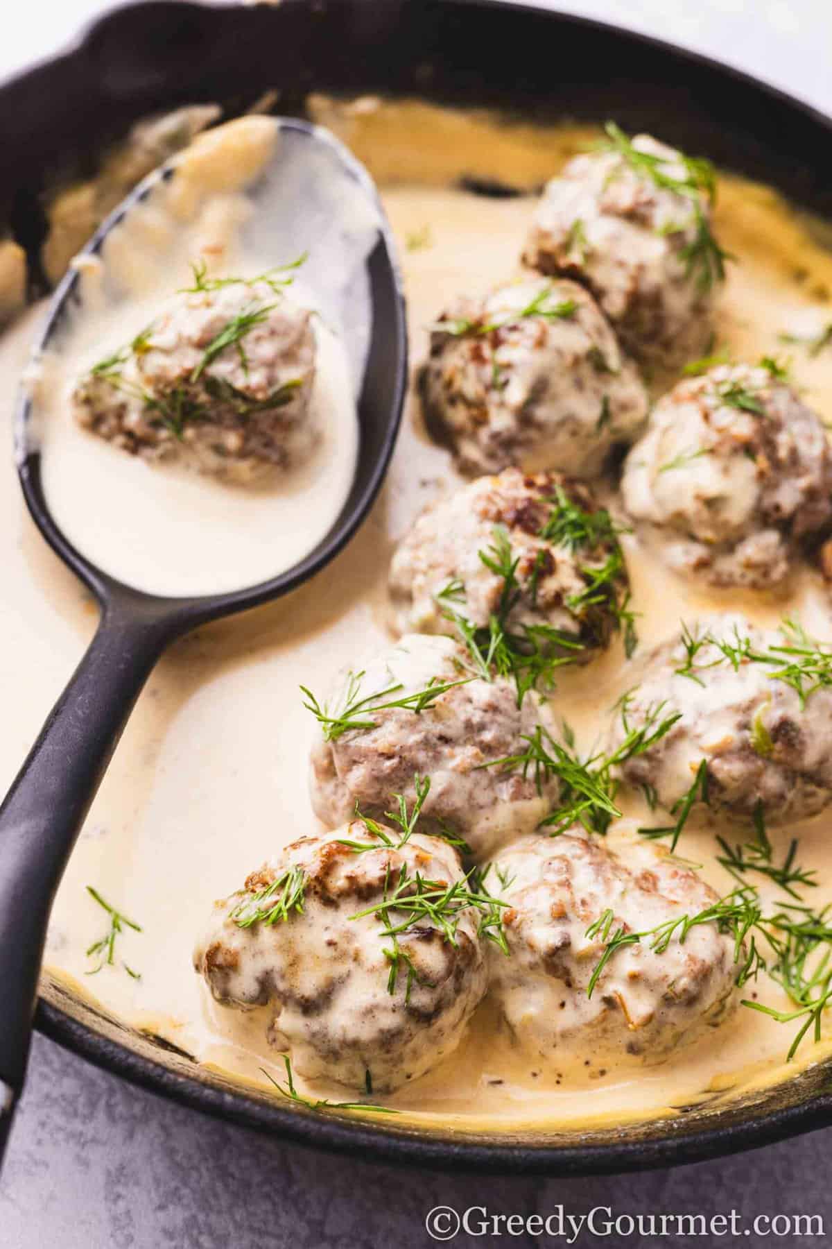 Lamb Meatballs With A Creamy Dill Sauce | Greedy Gourmet