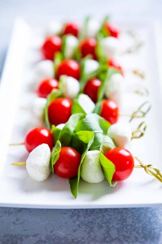 Caprese Skewers - An Italian Starter Recipe | Greedy Gourmet