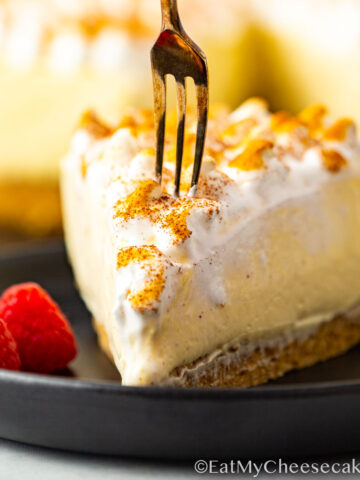 eggnog cheesecake featured image.