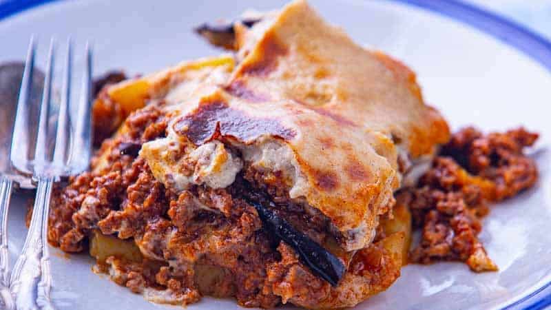 Full plate of how to make moussaka